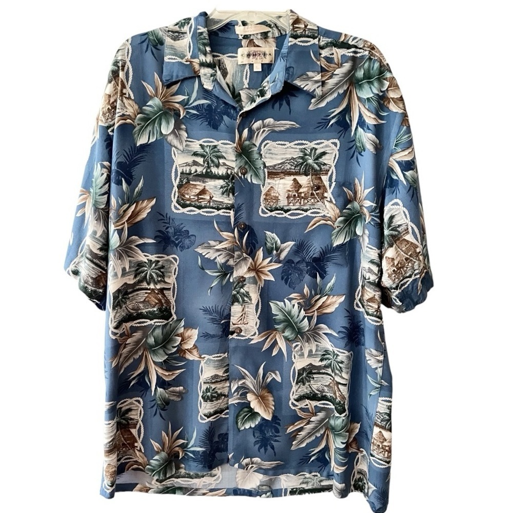 Campia Hawaiian Print Button Front Shirt Size Large